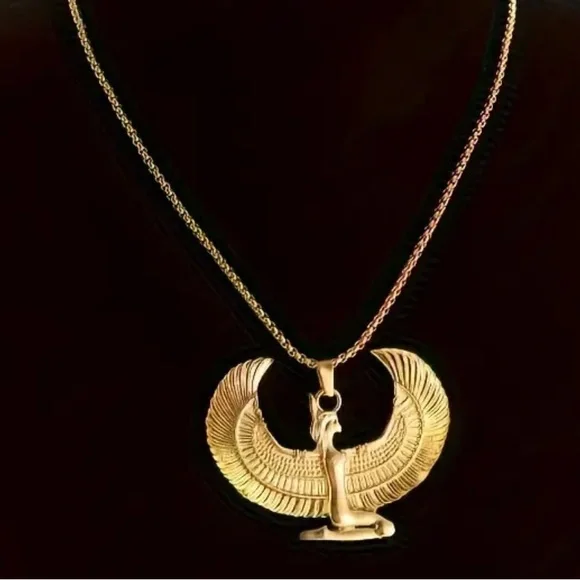 Egyptian Goddess with Wings, Pendant Necklace for Men and Women, Fairy Phoenix - Picture 2 of 7